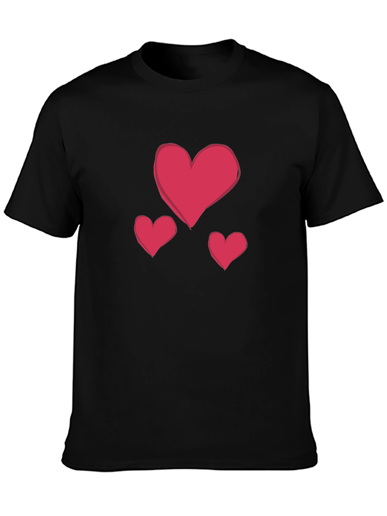 Heart Graphic Black Crew Neck T-Shirt