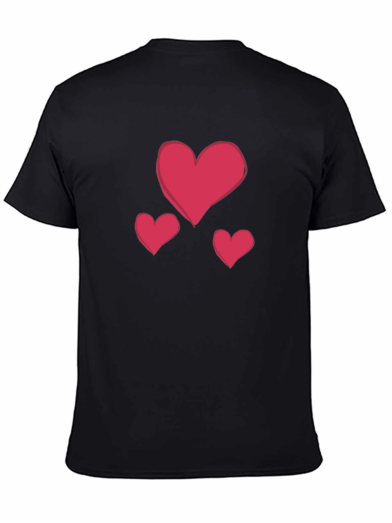 Heart Graphic Black Crew Neck T-Shirt