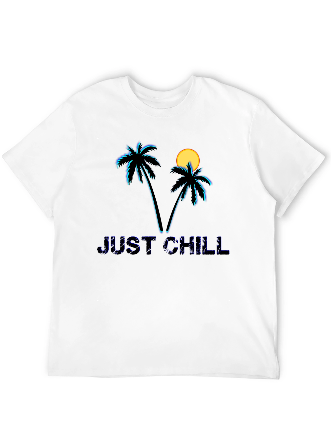 Just Chill Palm Tree Graphic Black T-Shirt