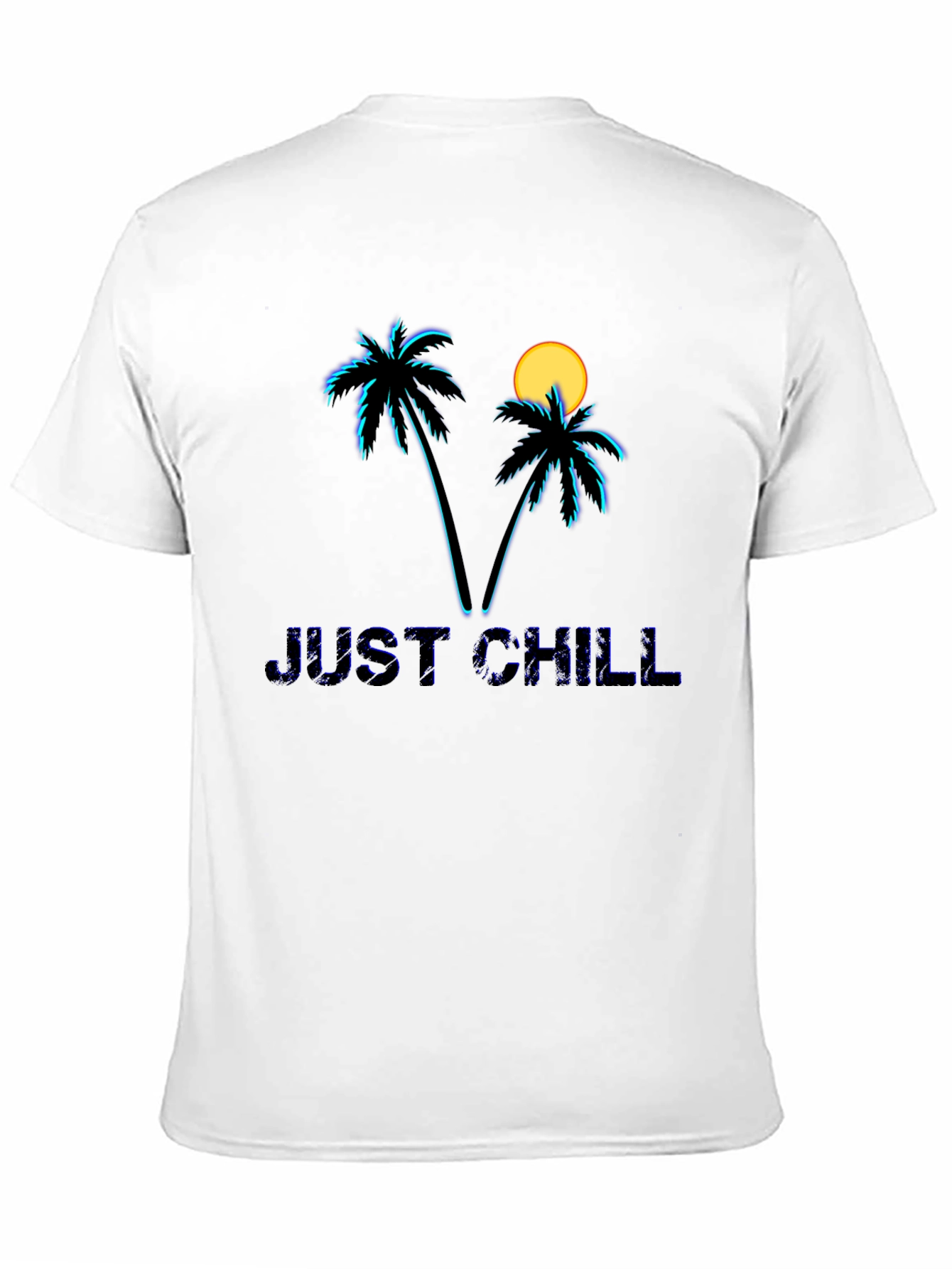 Just Chill Palm Tree Graphic Black T-Shirt