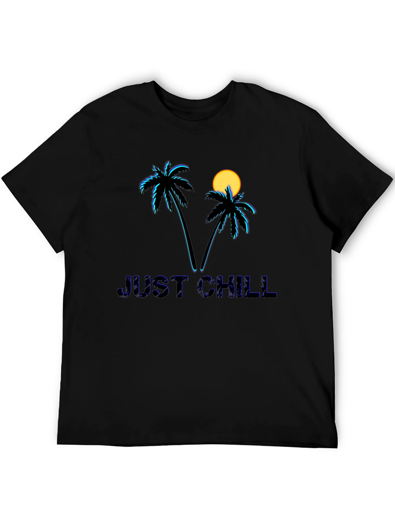 Just Chill Palm Tree Graphic Black T-Shirt