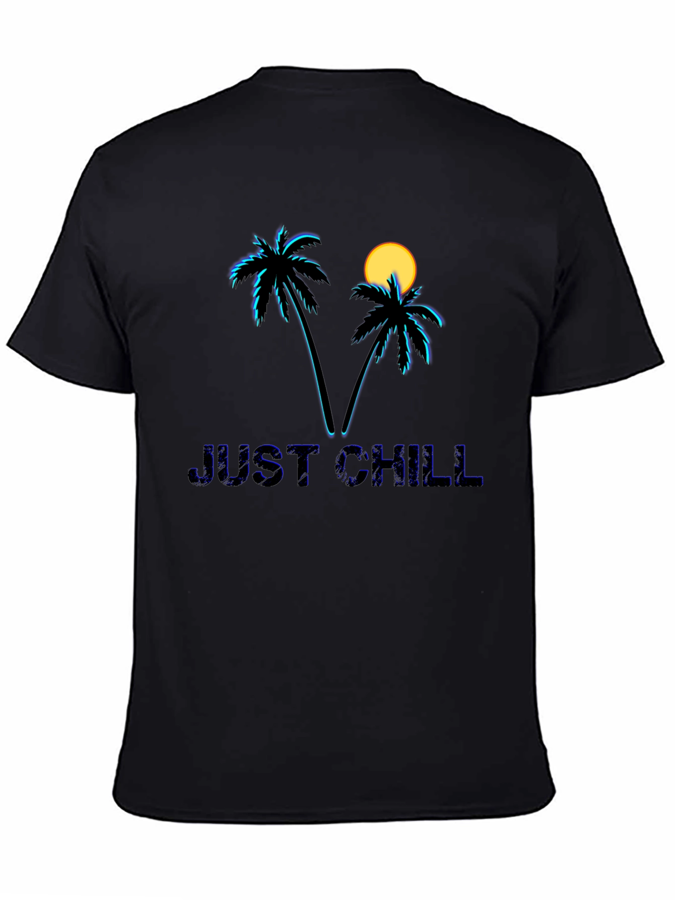 Just Chill Palm Tree Graphic Black T-Shirt