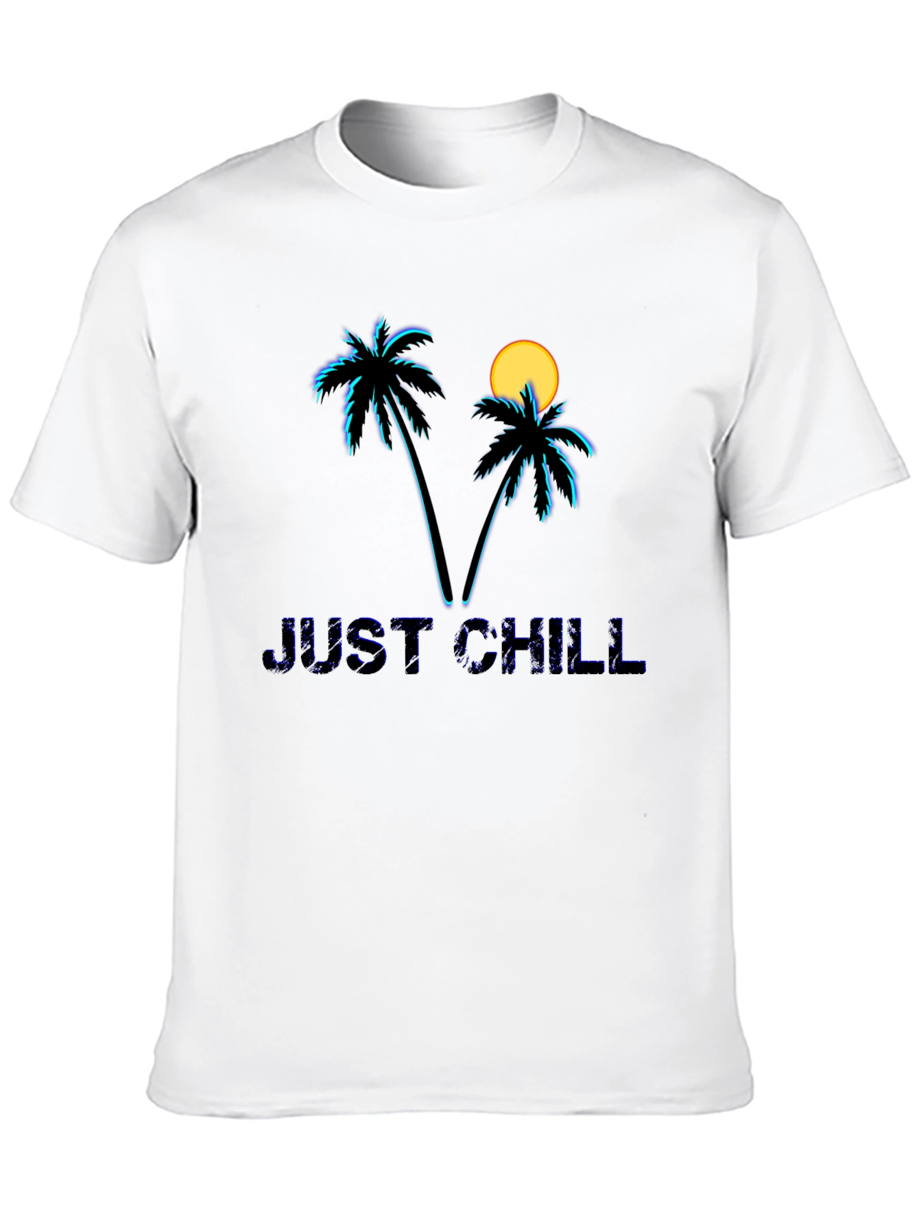 Just Chill Palm Tree Graphic Black T-Shirt