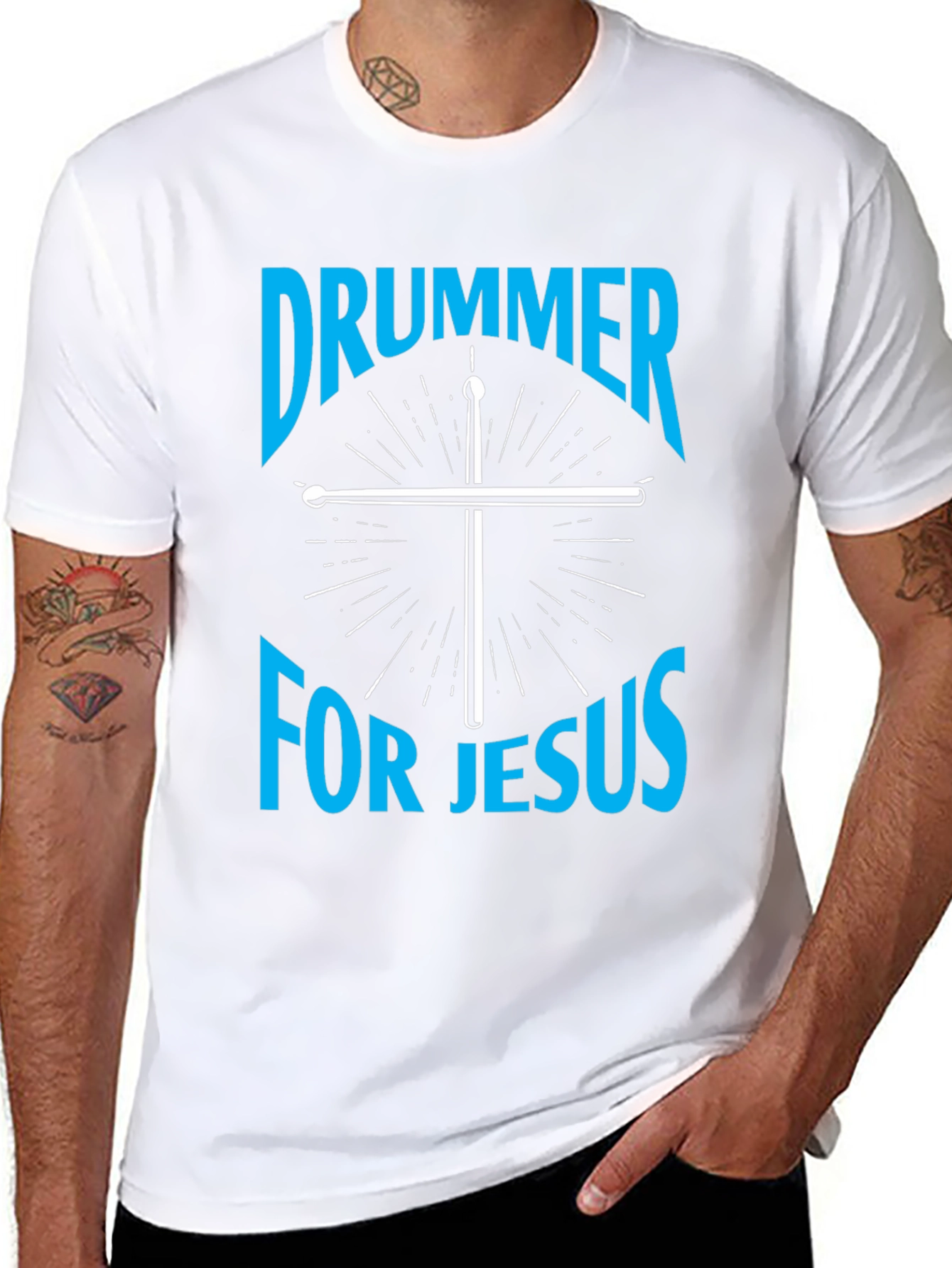 Drummer for Jesus Black Graphic Tee