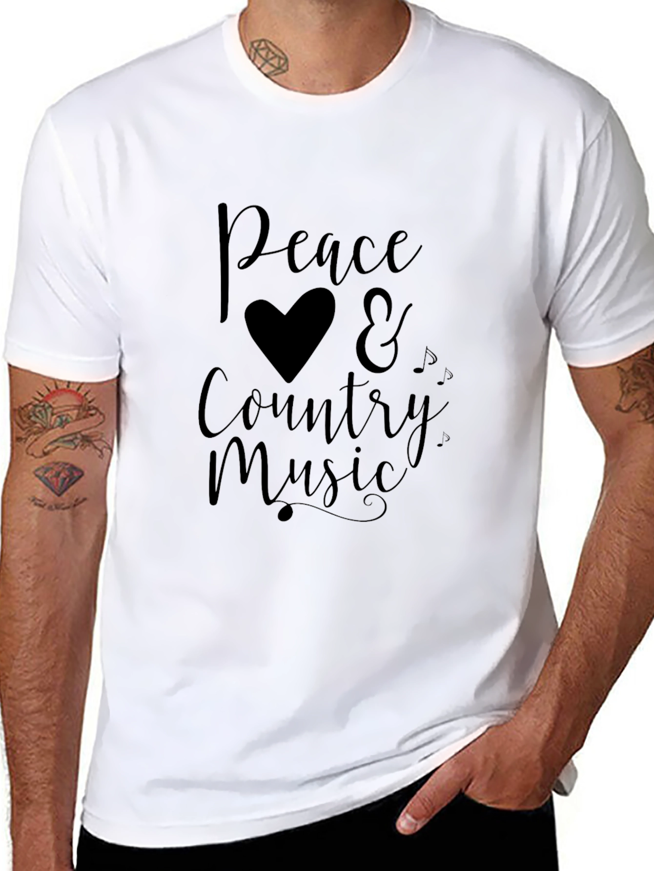 Peace Love & Country Music Black T-Shirt