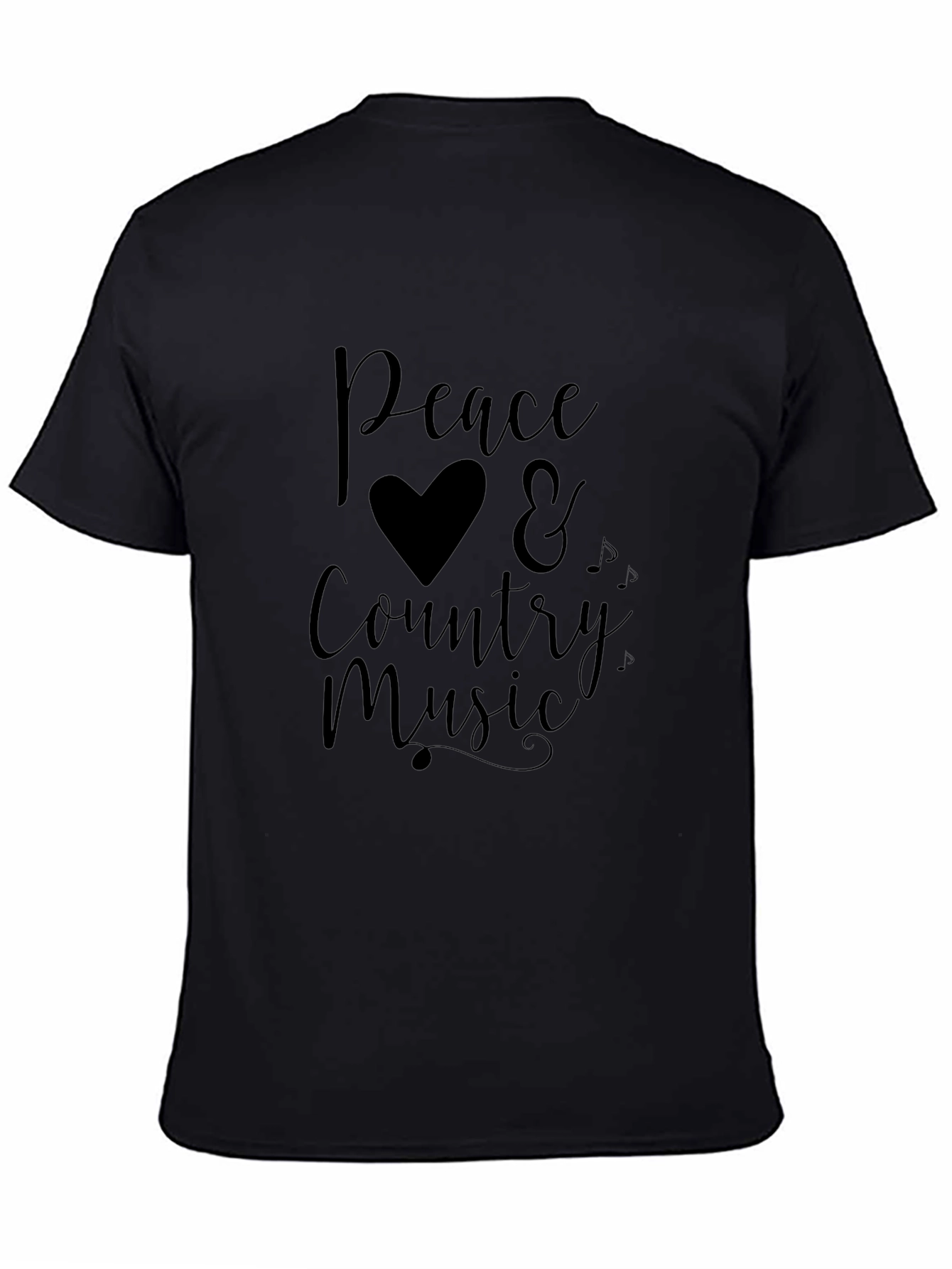 Peace Love & Country Music Black T-Shirt