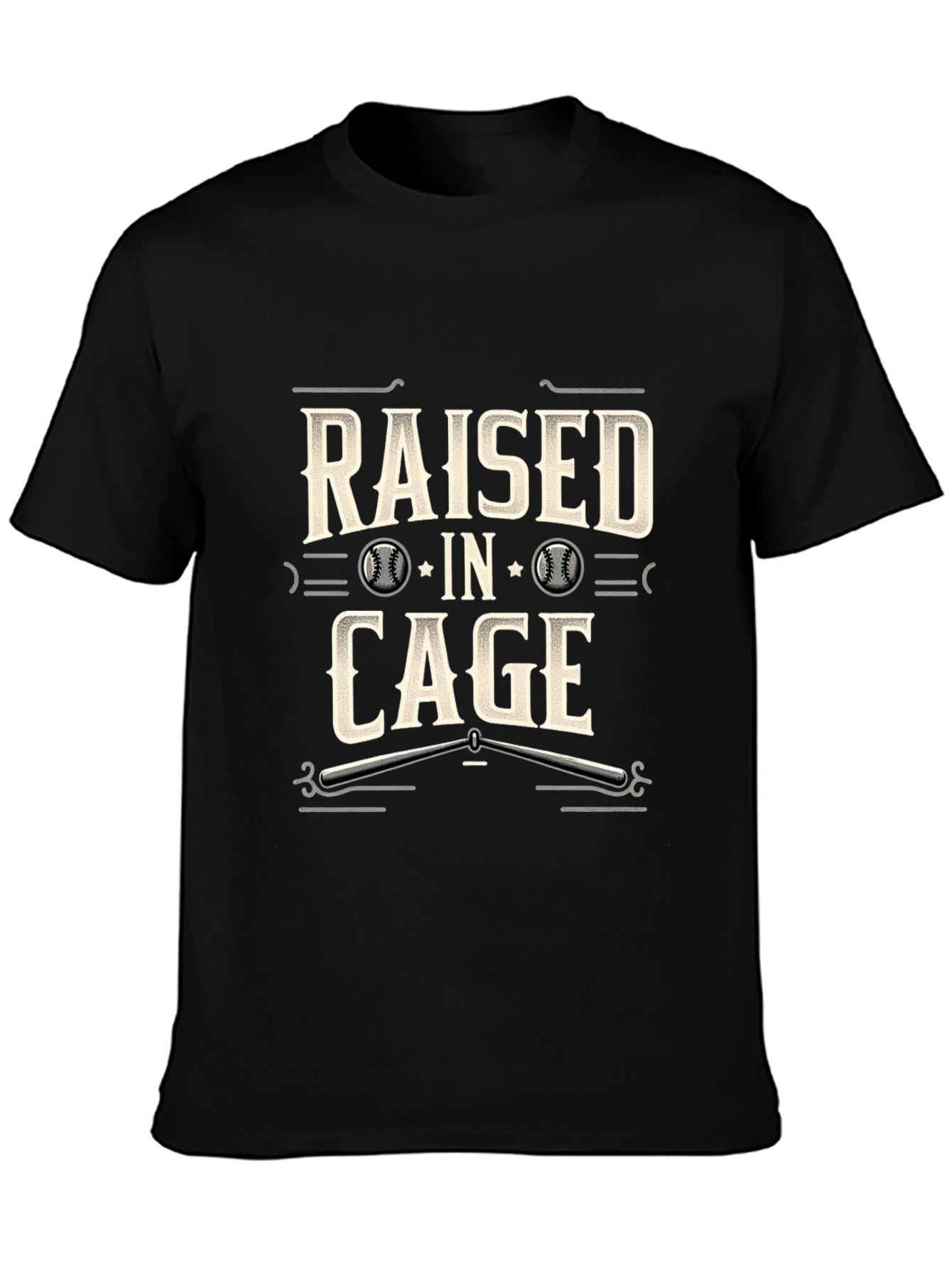 Raised in Cage Baseball T-Shirt