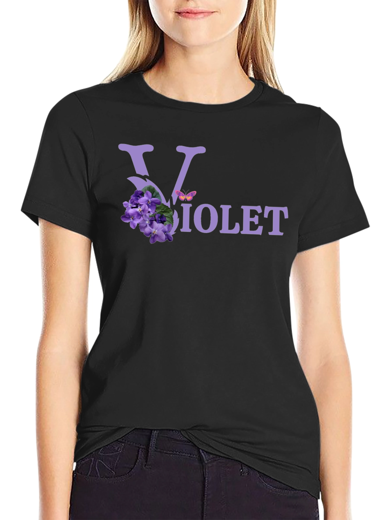 Violet Flower Graphic T-Shirt