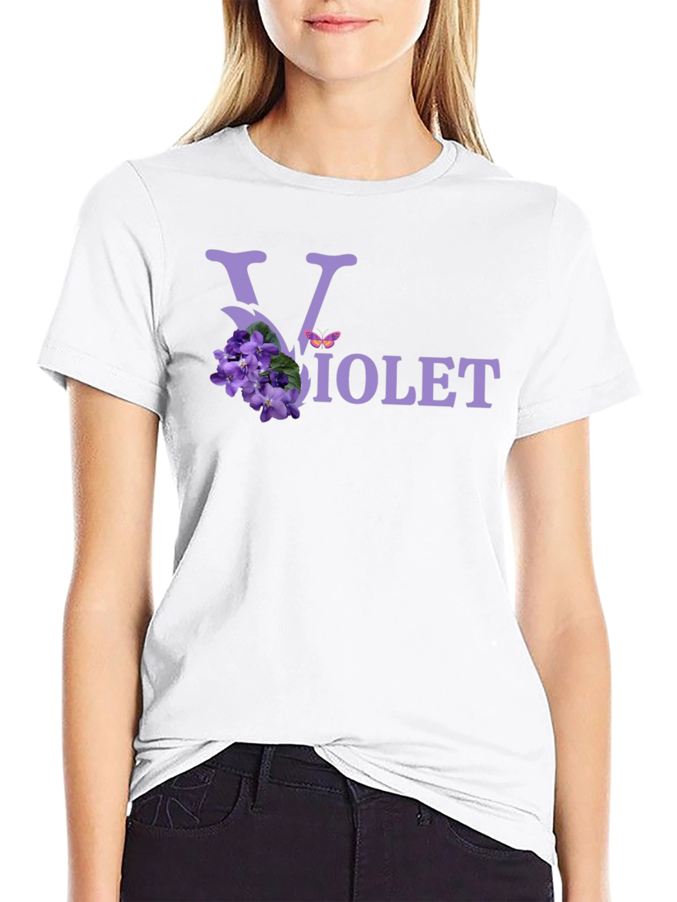 Violet Flower Graphic T-Shirt