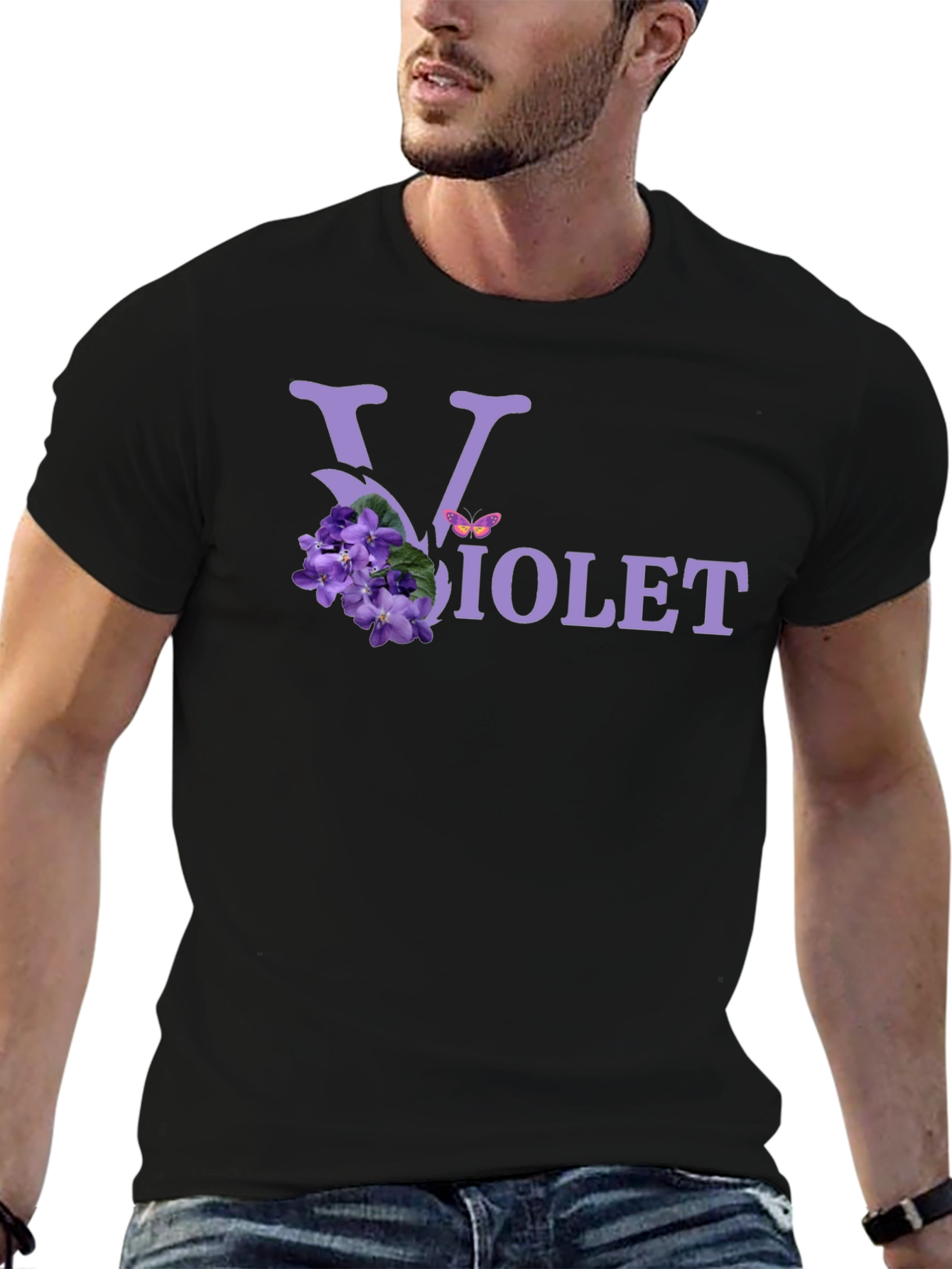 Violet Flower Graphic T-Shirt