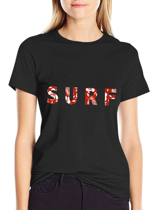 Floral Surf Tee - Black Cotton Graphic T-Shirt
