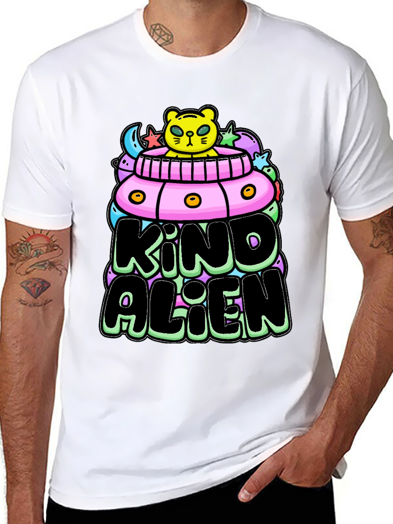 Kind Alien Graphic Tee - Black Unisex T-Shirt