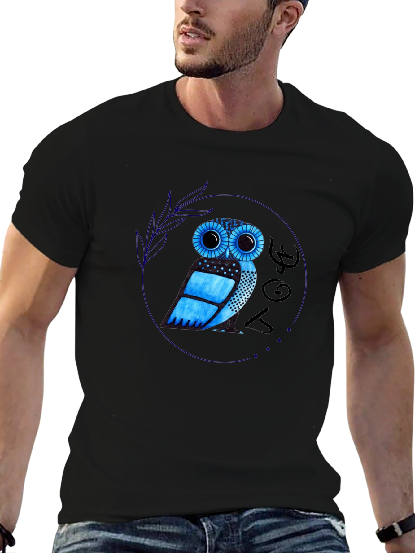 Owl Graphic Tee - Black Cotton Blend