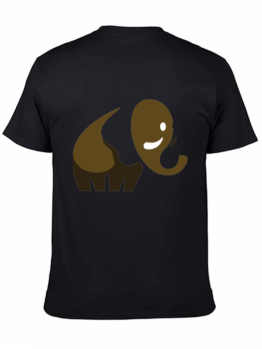 Cute Elephant Graphic Tee - Black Cotton T-Shirt