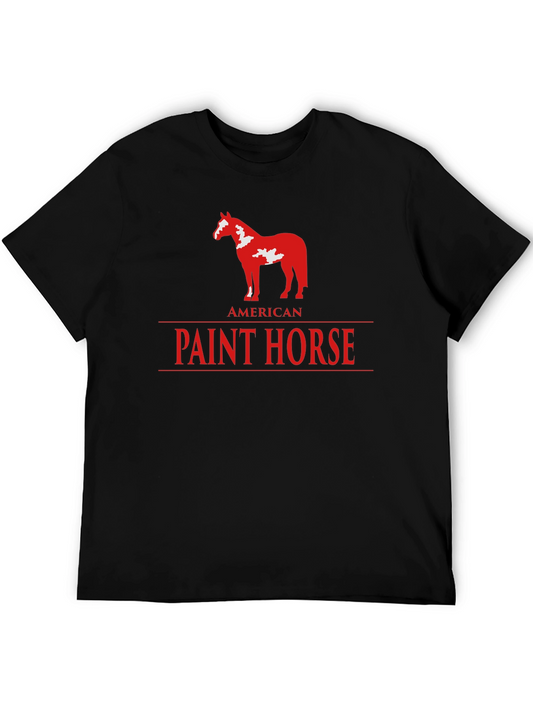 American Paint Horse Graphic Tee - Black Cotton Blend
