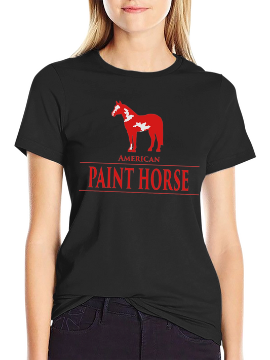 American Paint Horse Graphic Tee - Black Cotton Blend