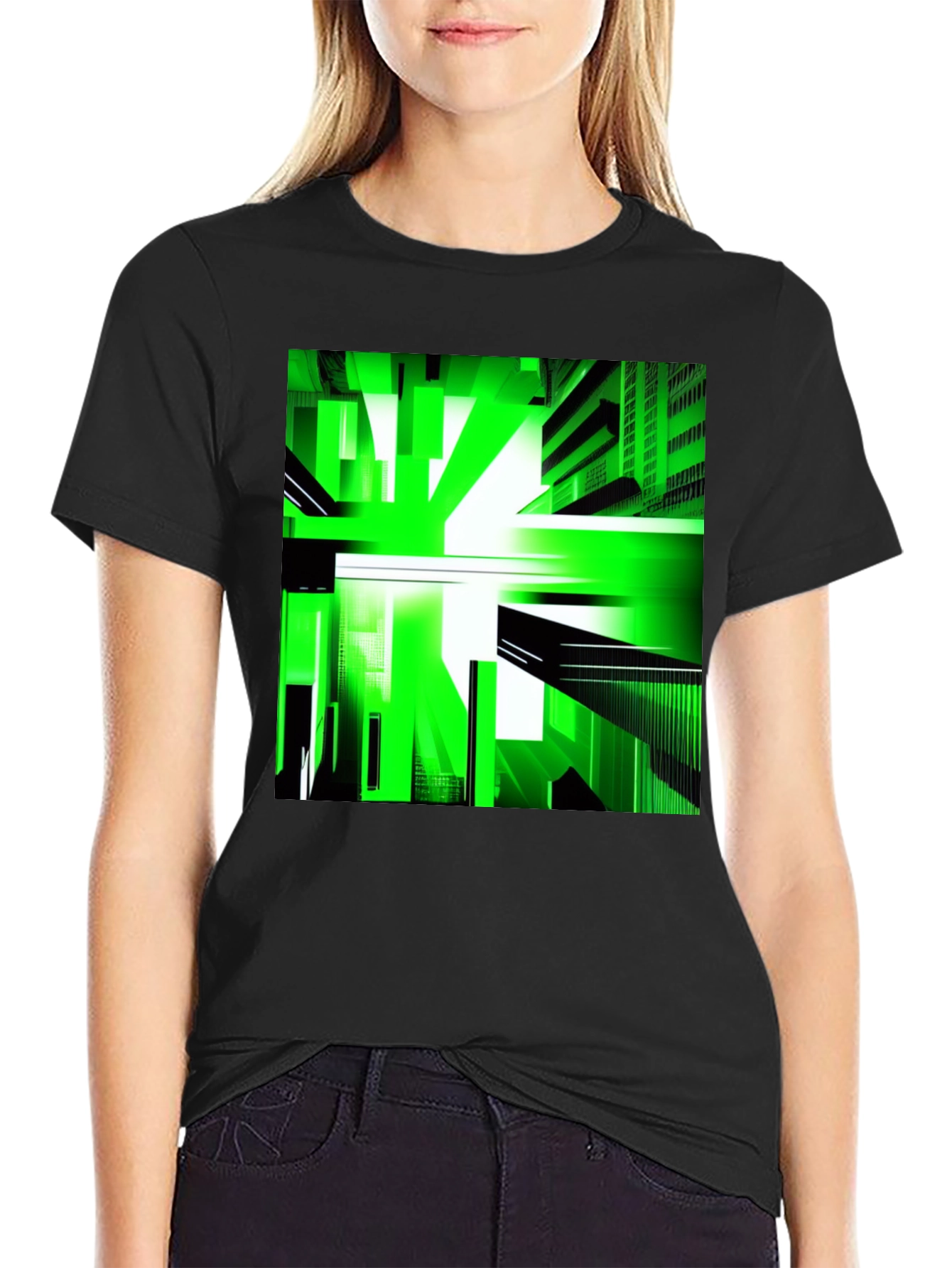Abstract Green Cityscape Graphic Tee