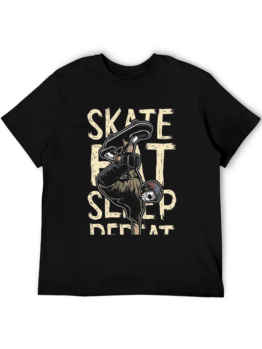 Skate Eat Sleep Repeat Graphic Tee - Black Casual T-Shirt