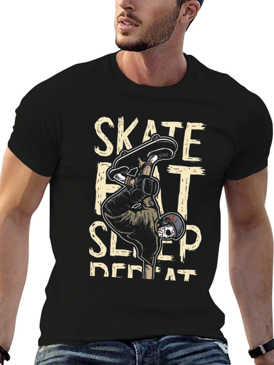 Skate Eat Sleep Repeat Graphic Tee - Black Casual T-Shirt