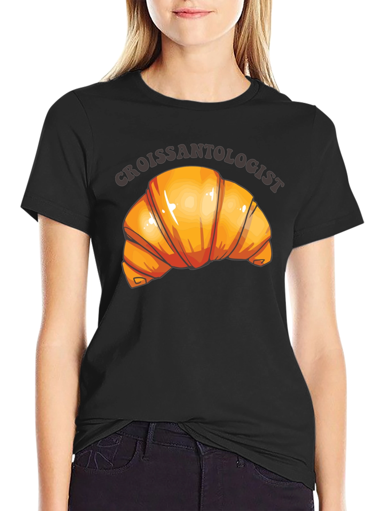 Croissantologist Black Graphic Tee