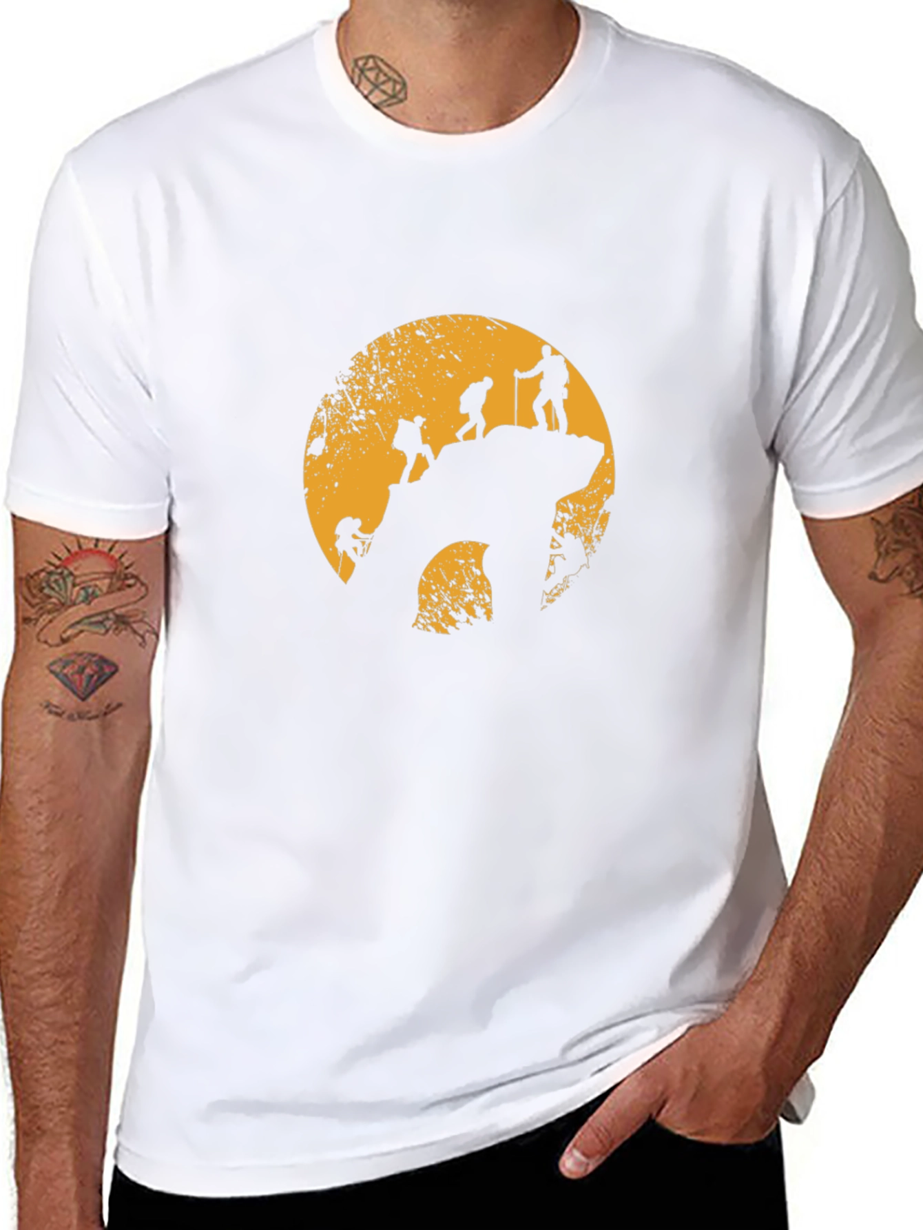 Mountain Climbing Silhouette Graphic T-Shirt