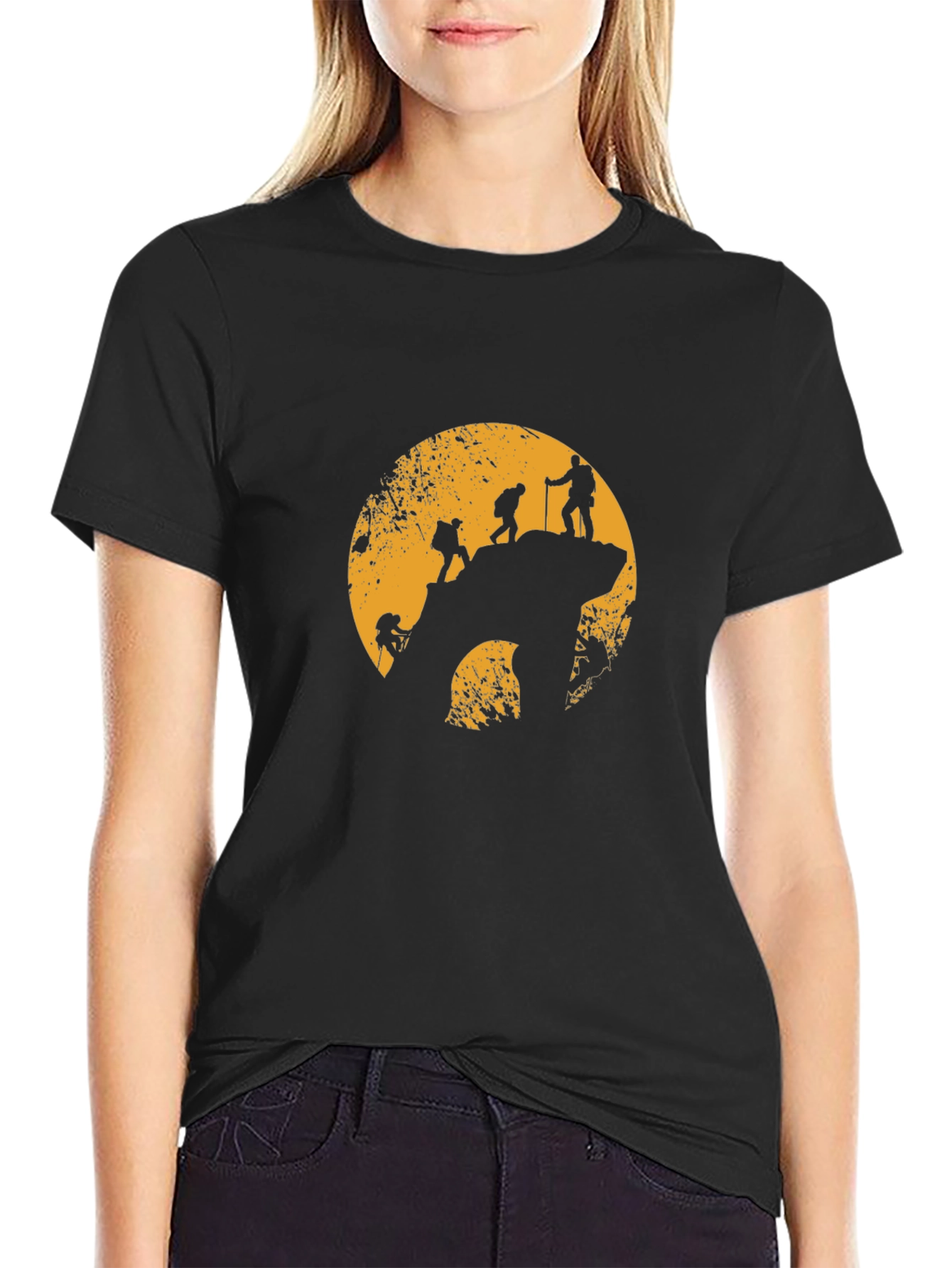 Mountain Climbing Silhouette Graphic T-Shirt