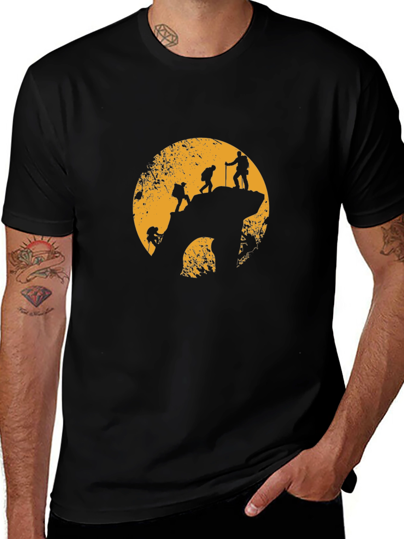 Mountain Climbing Silhouette Graphic T-Shirt