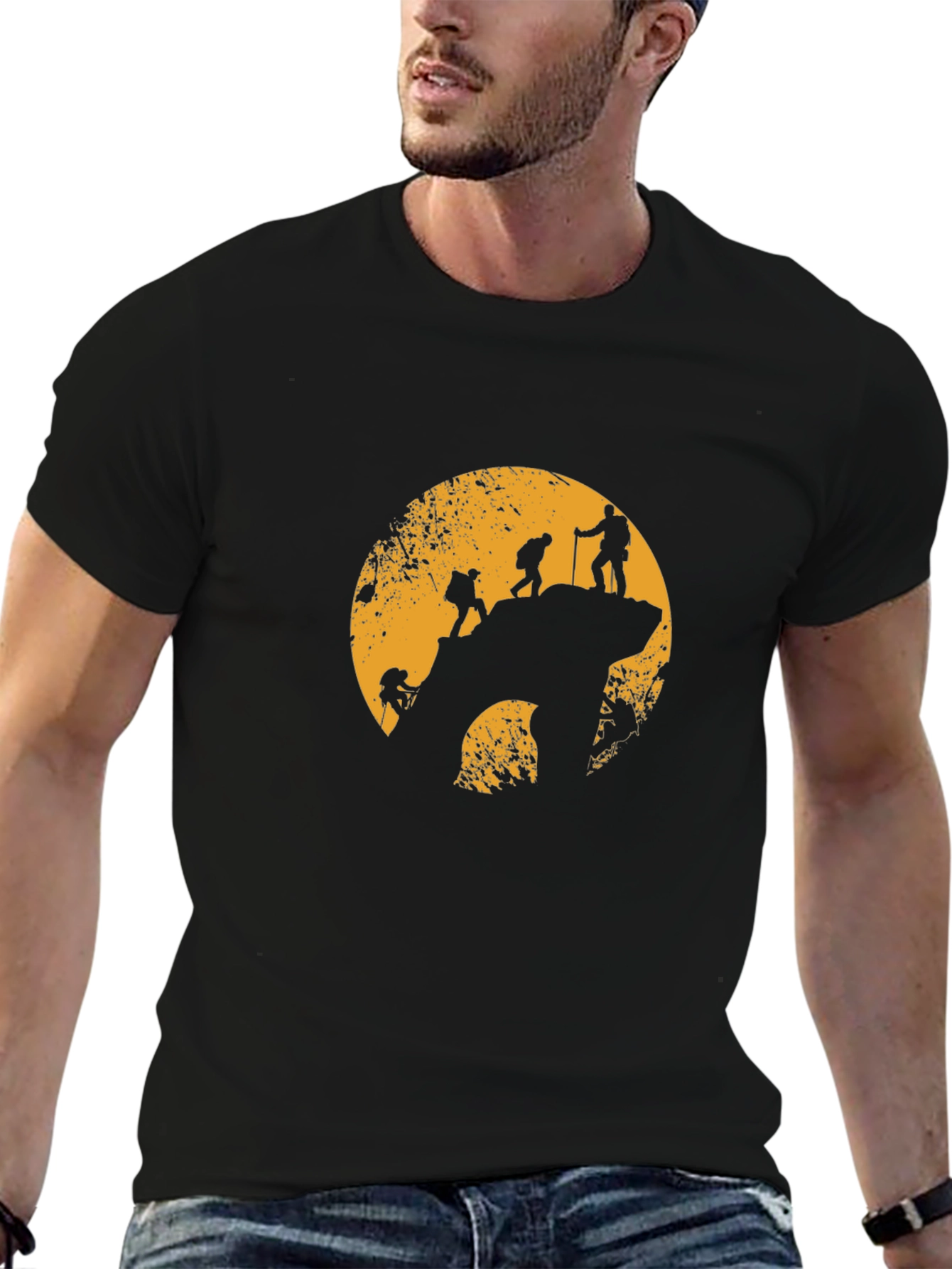 Mountain Climbing Silhouette Graphic T-Shirt