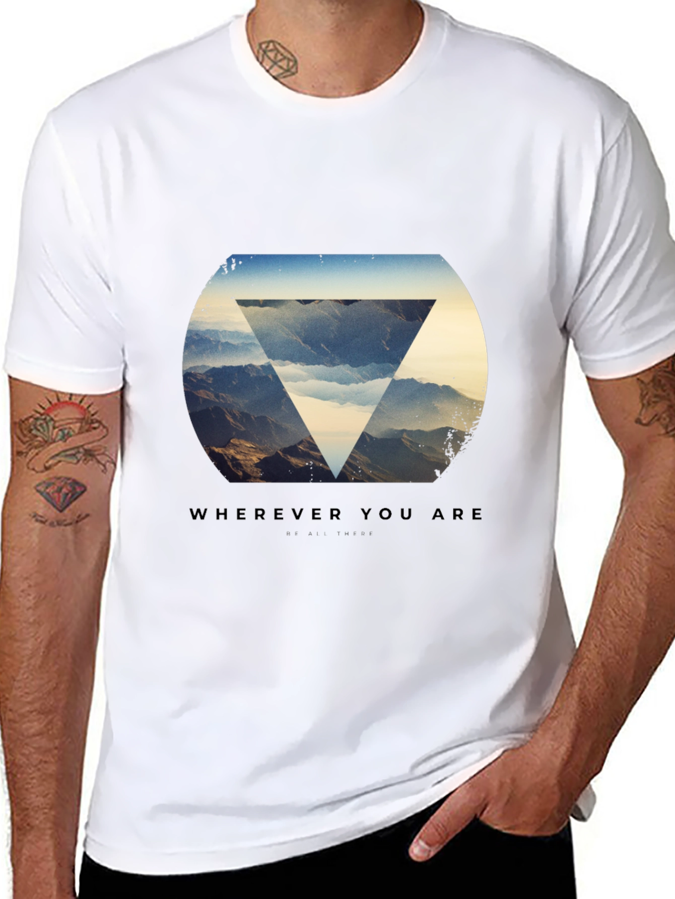 Black T-Shirt with Mountain Graphic