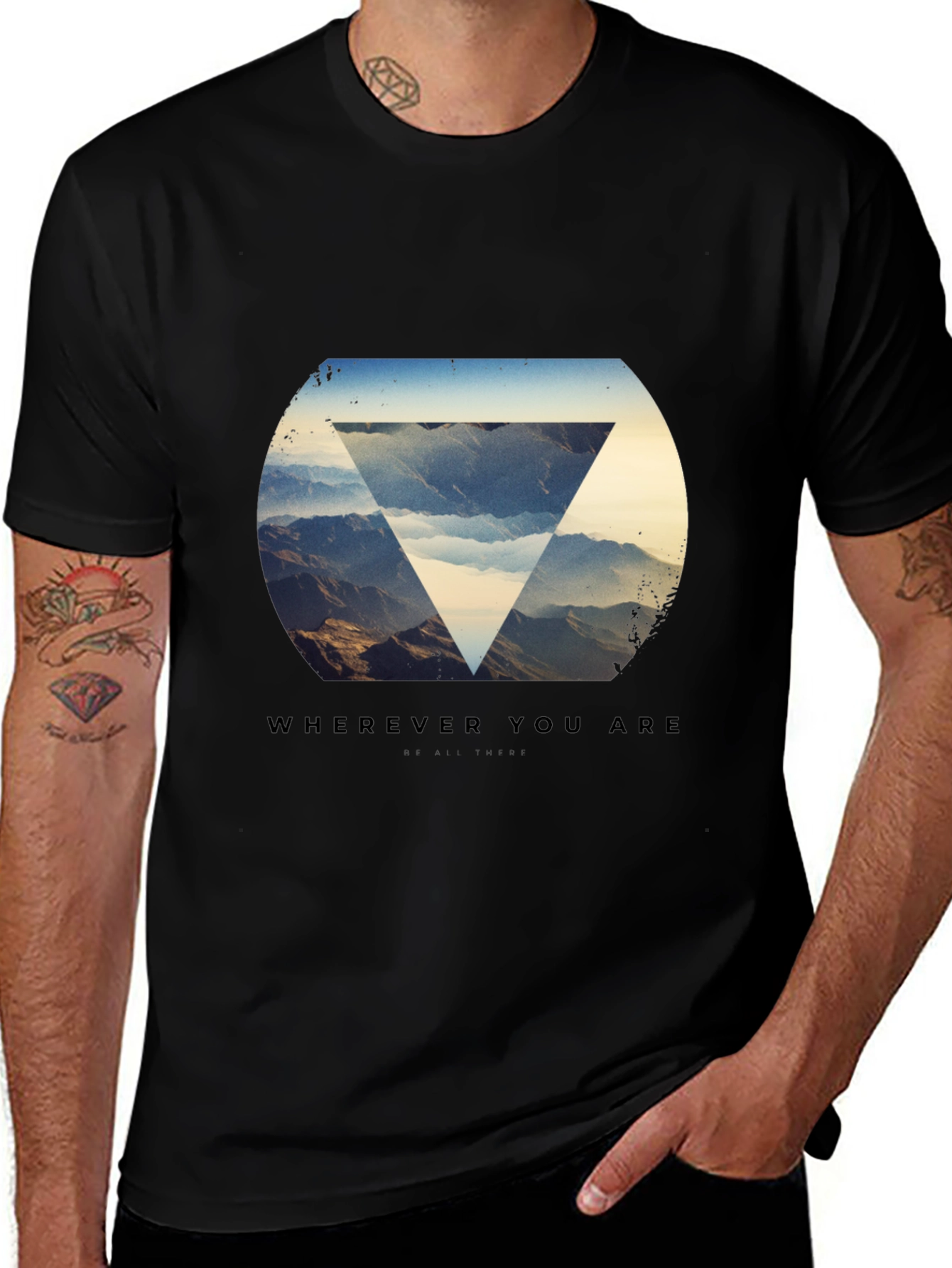 Black T-Shirt with Mountain Graphic