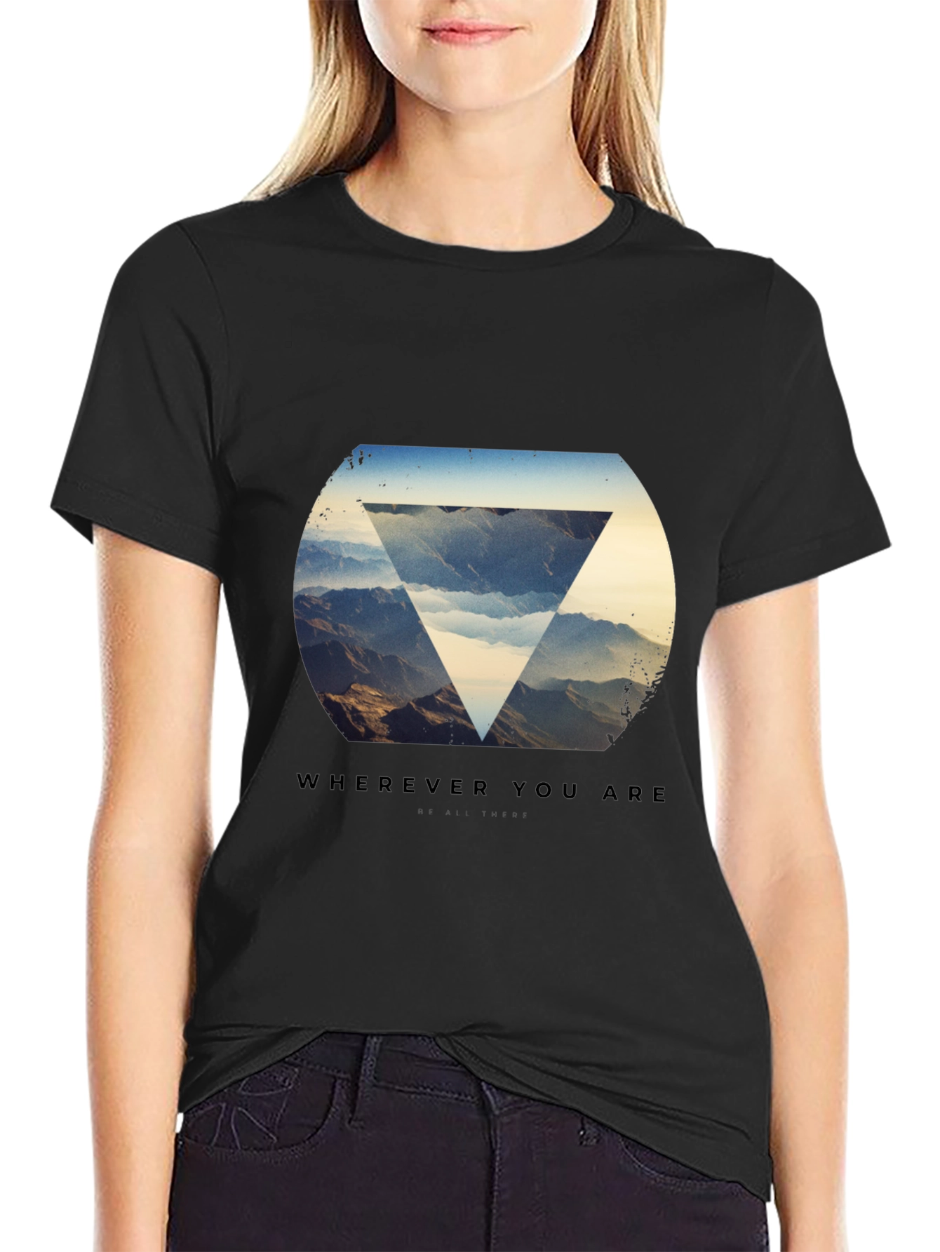 Black T-Shirt with Mountain Graphic