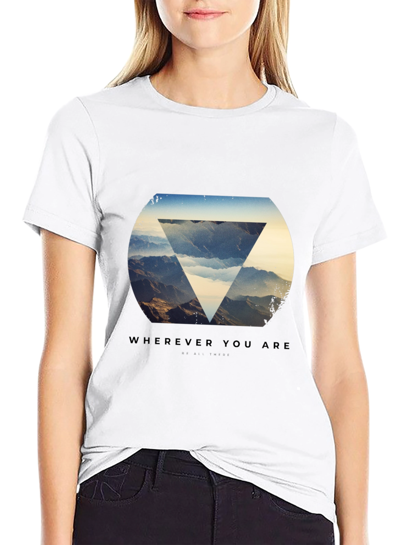 Black T-Shirt with Mountain Graphic