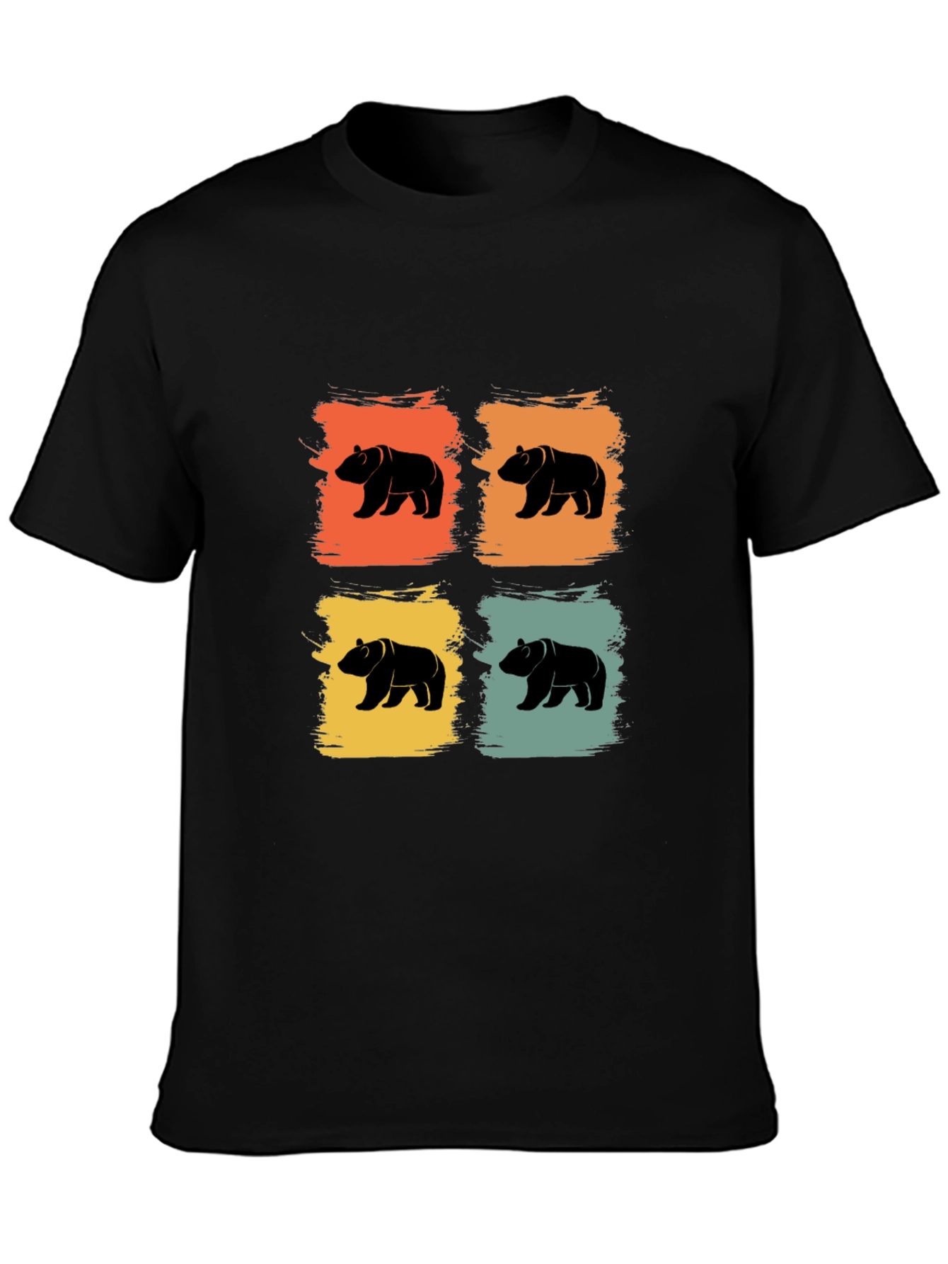 Retro Bear Graphic Tee - Mens Black T-Shirt