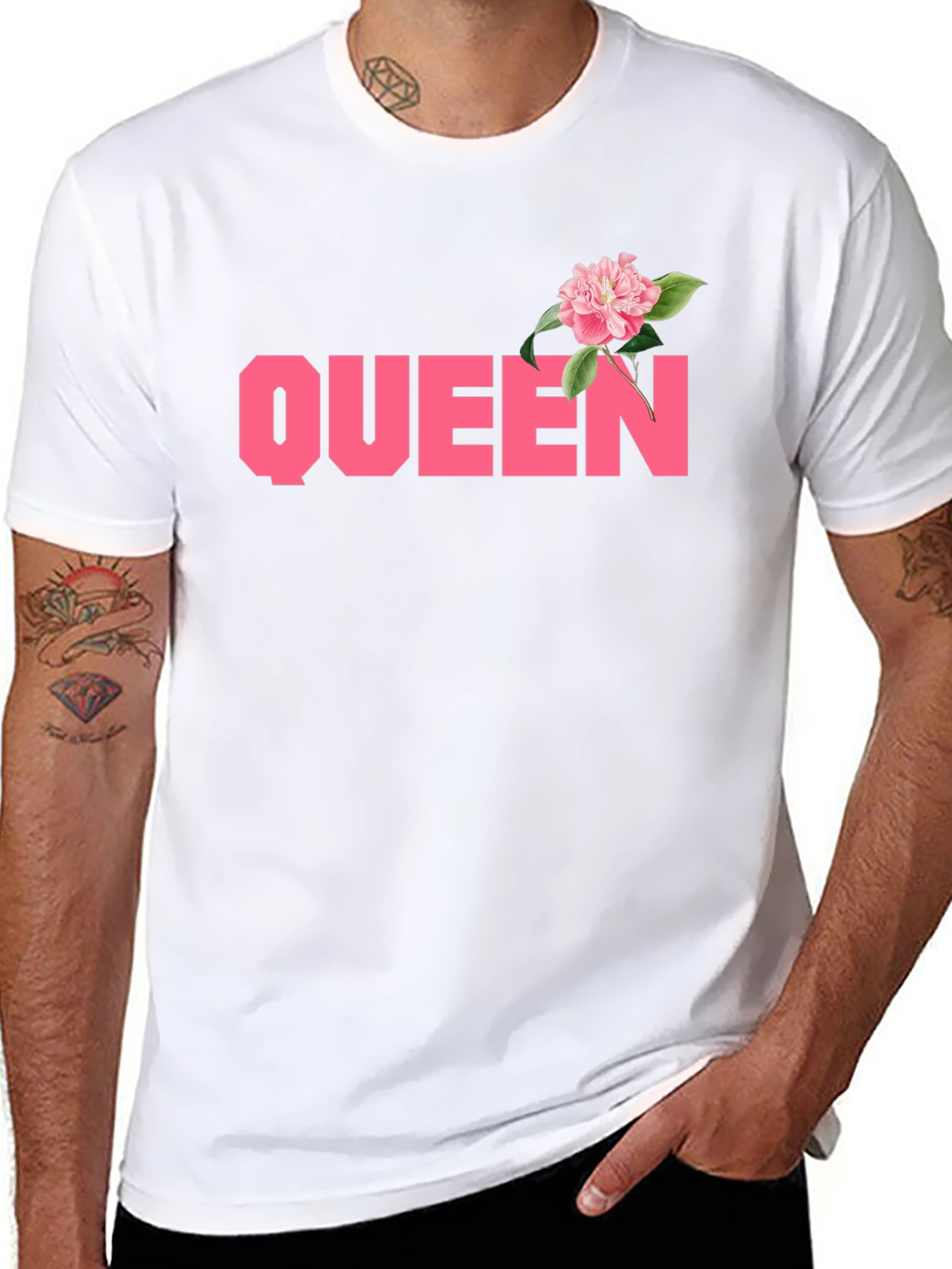 Queen Floral Graphic Mens Black T-Shirt