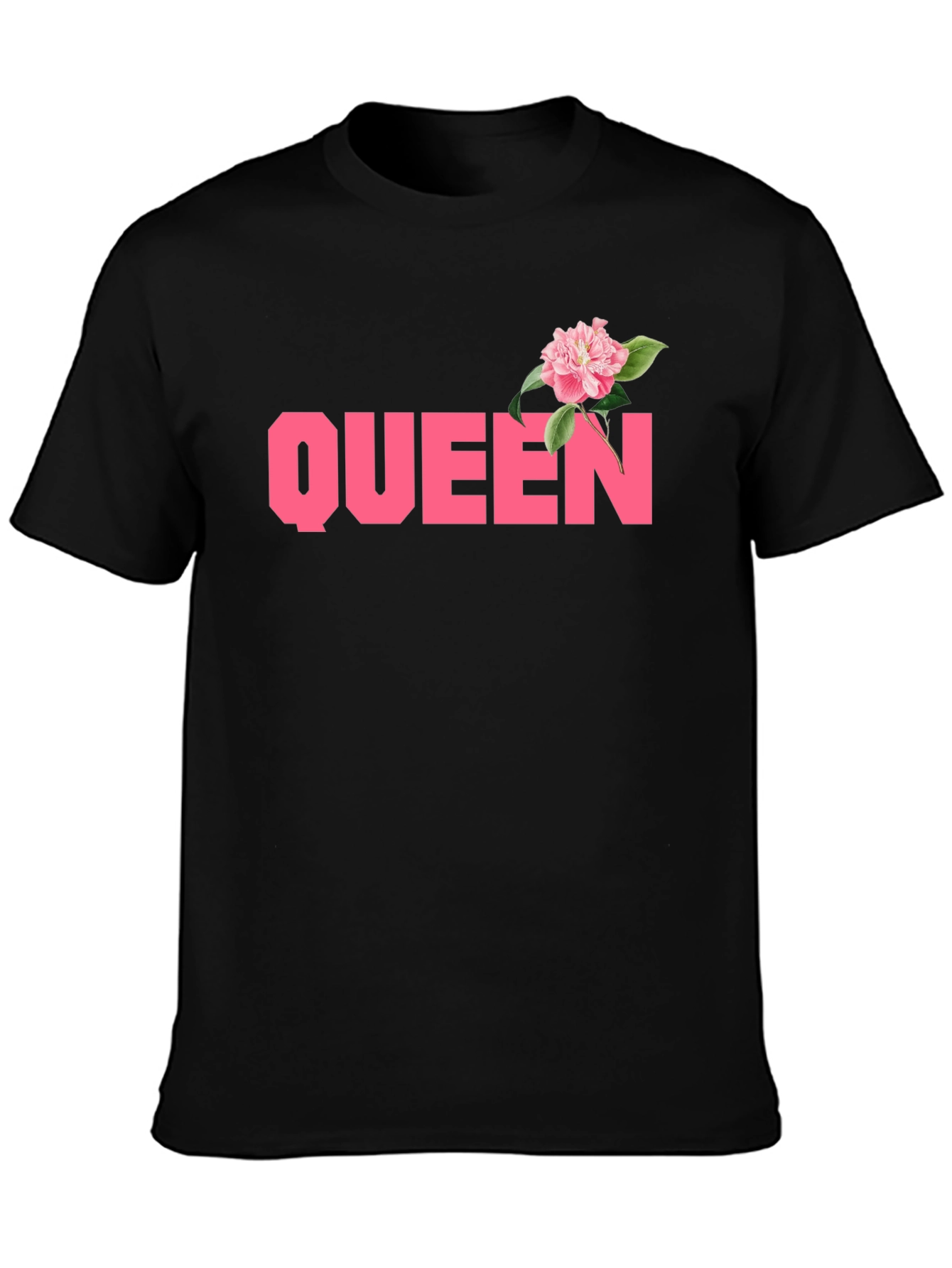 Queen Floral Graphic Mens Black T-Shirt