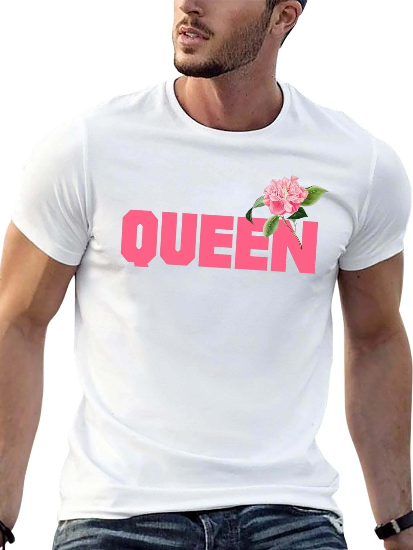 Queen Floral Graphic Mens Black T-Shirt