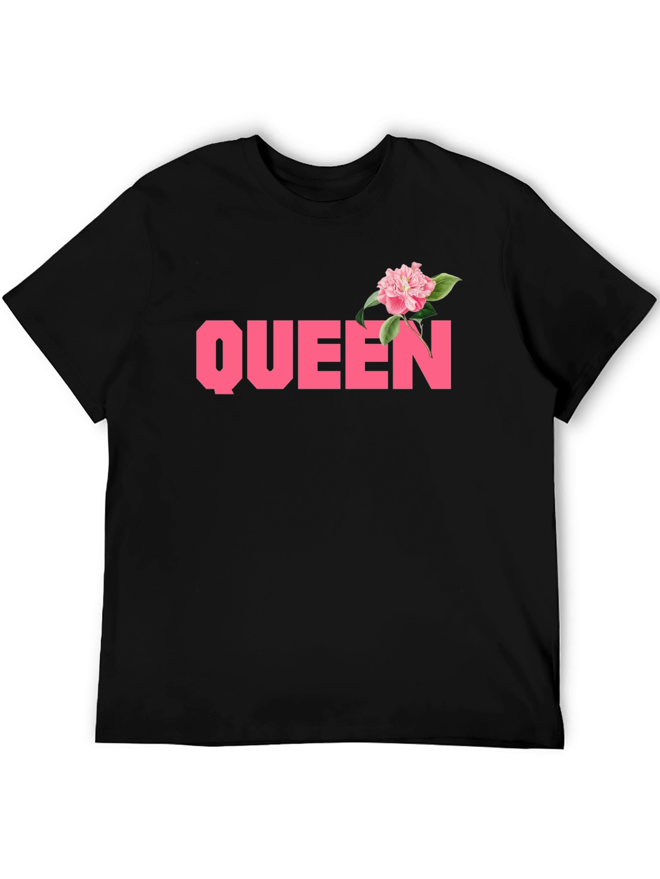 Queen Floral Graphic Mens Black T-Shirt