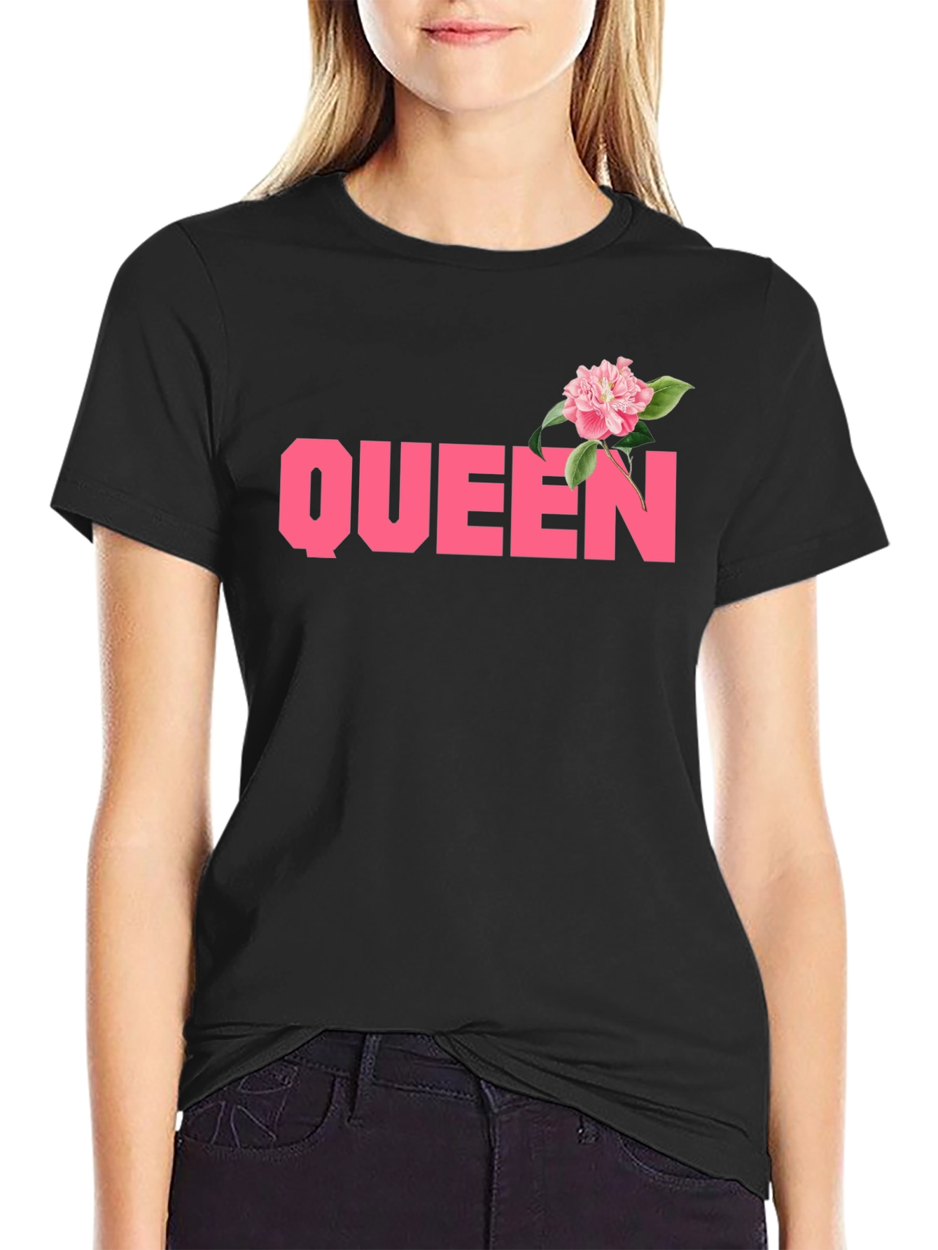 Queen Floral Graphic Mens Black T-Shirt