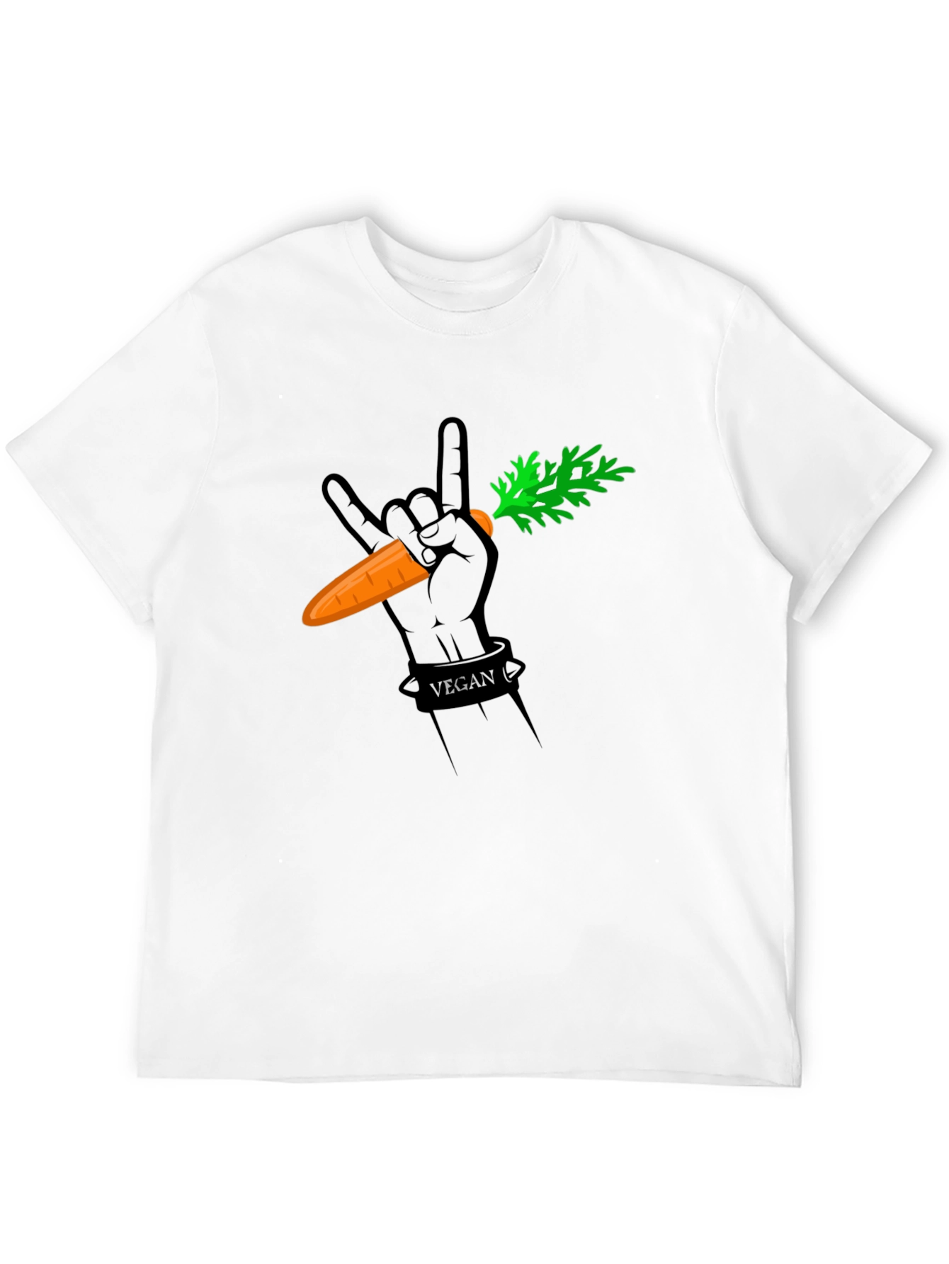 Vegan Rock Hand Carrot Graphic T-Shirt