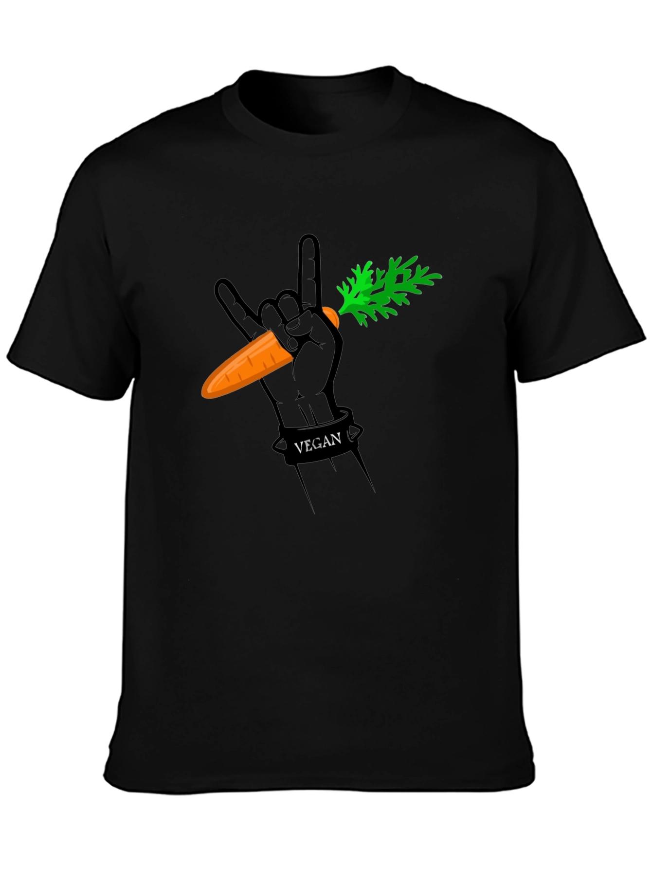 Vegan Rock Hand Carrot Graphic T-Shirt