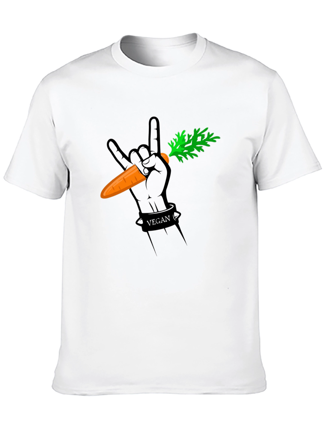 Vegan Rock Hand Carrot Graphic T-Shirt