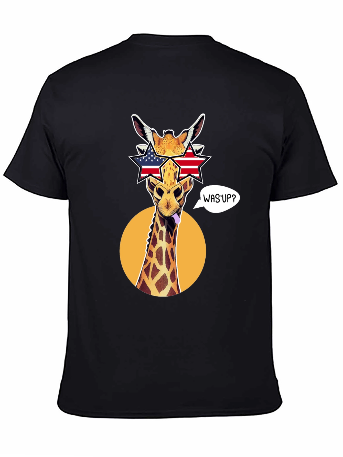 Patriotic Giraffe T-Shirt with Star Sunglasses