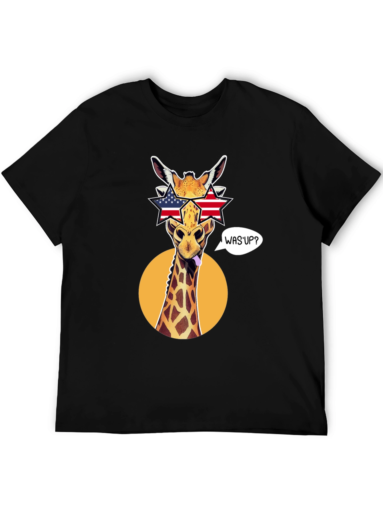 Patriotic Giraffe T-Shirt with Star Sunglasses