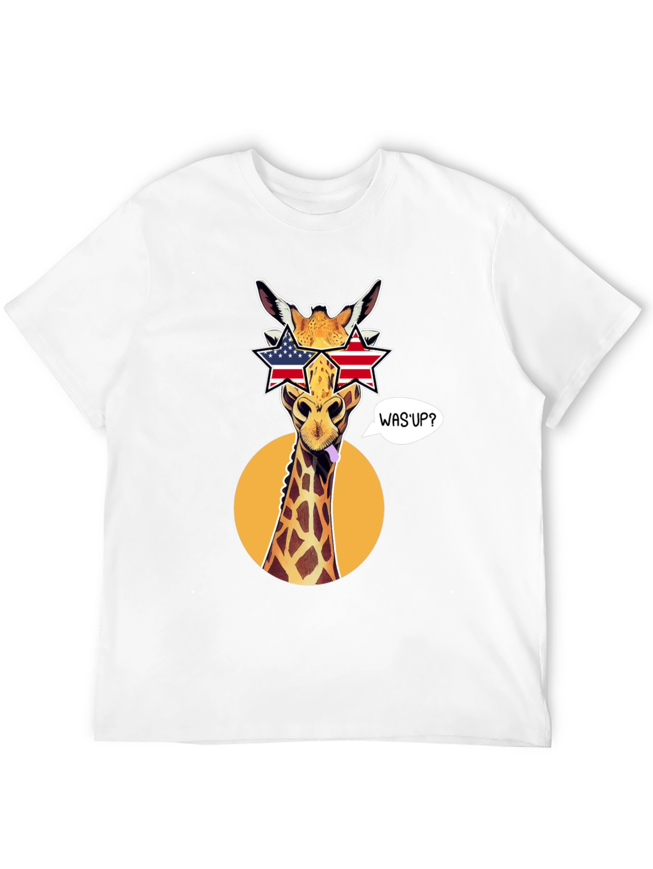 Patriotic Giraffe T-Shirt with Star Sunglasses