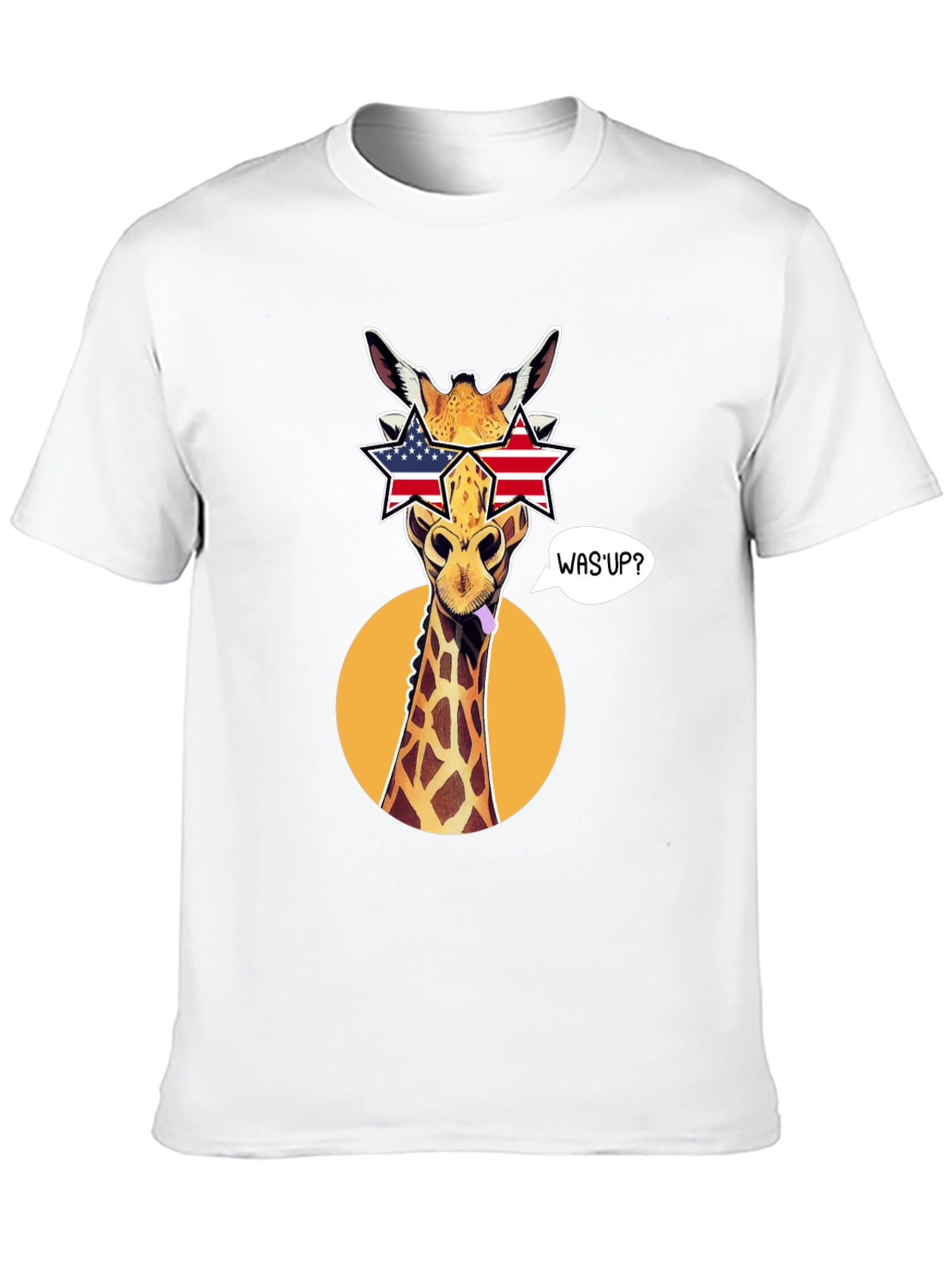 Patriotic Giraffe T-Shirt with Star Sunglasses