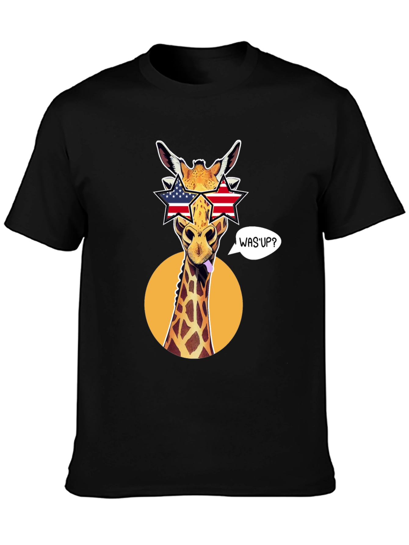 Patriotic Giraffe T-Shirt with Star Sunglasses