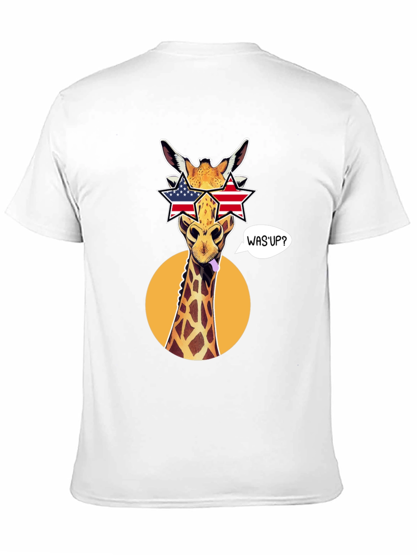 Patriotic Giraffe T-Shirt with Star Sunglasses