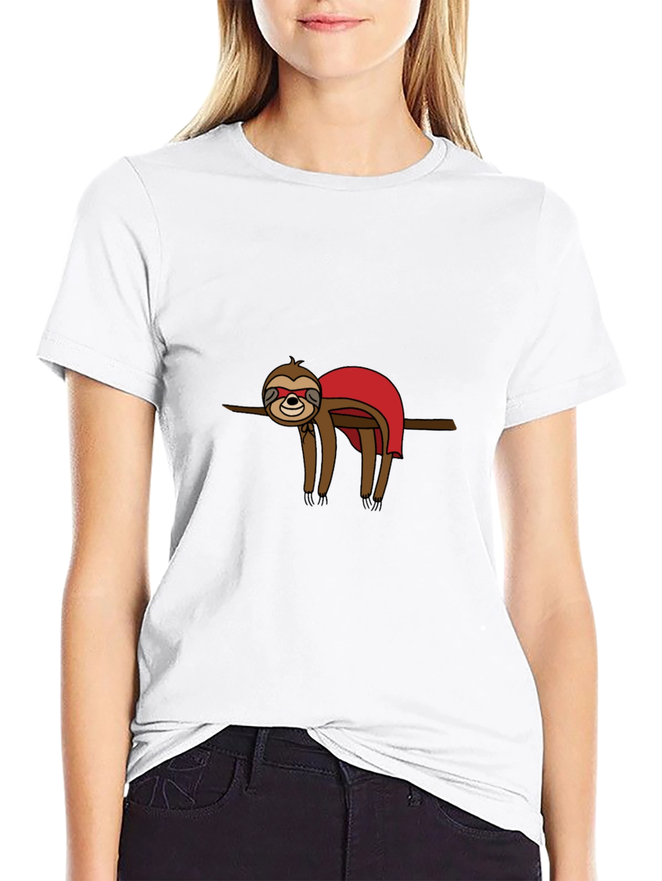 Superhero Sloth Graphic Tee - Black T-Shirt
