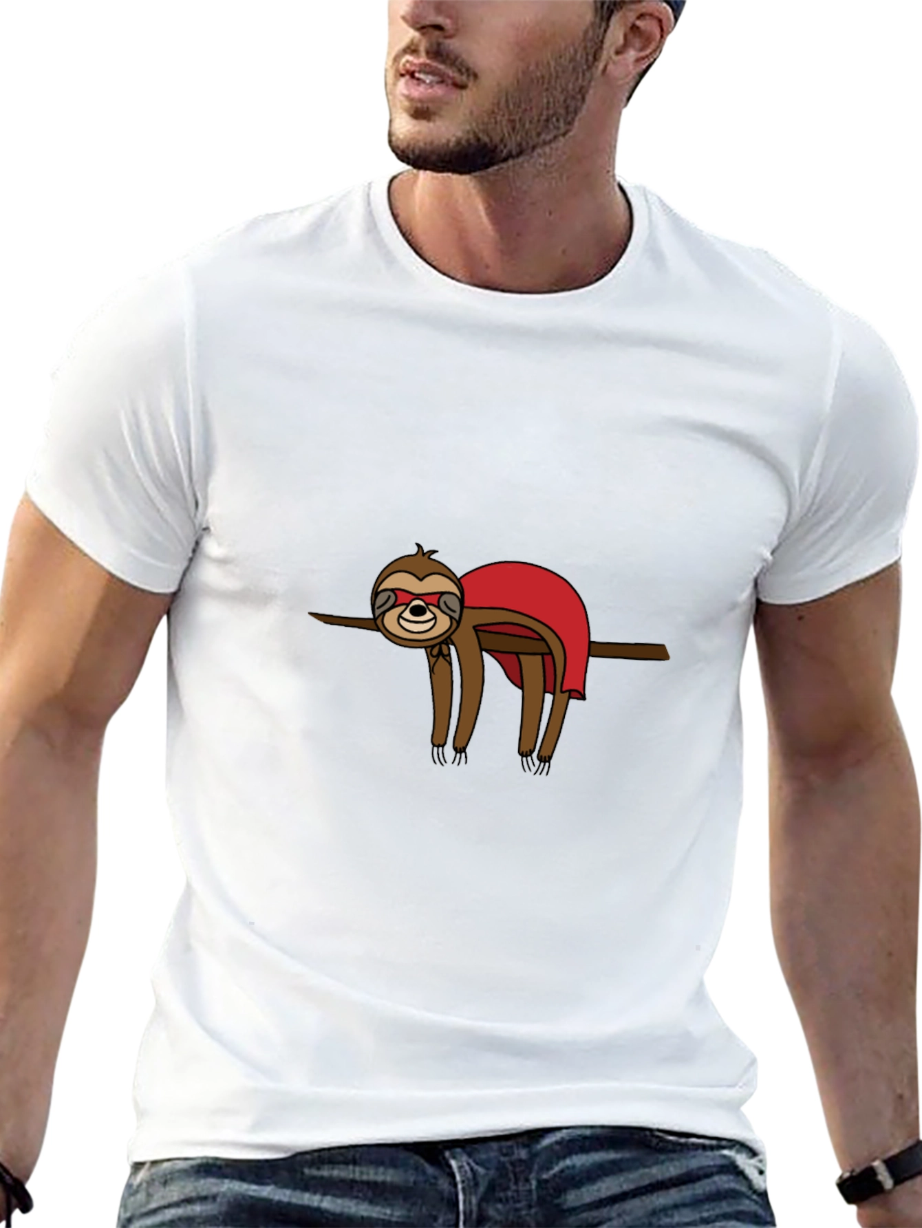 Superhero Sloth Graphic Tee - Black T-Shirt