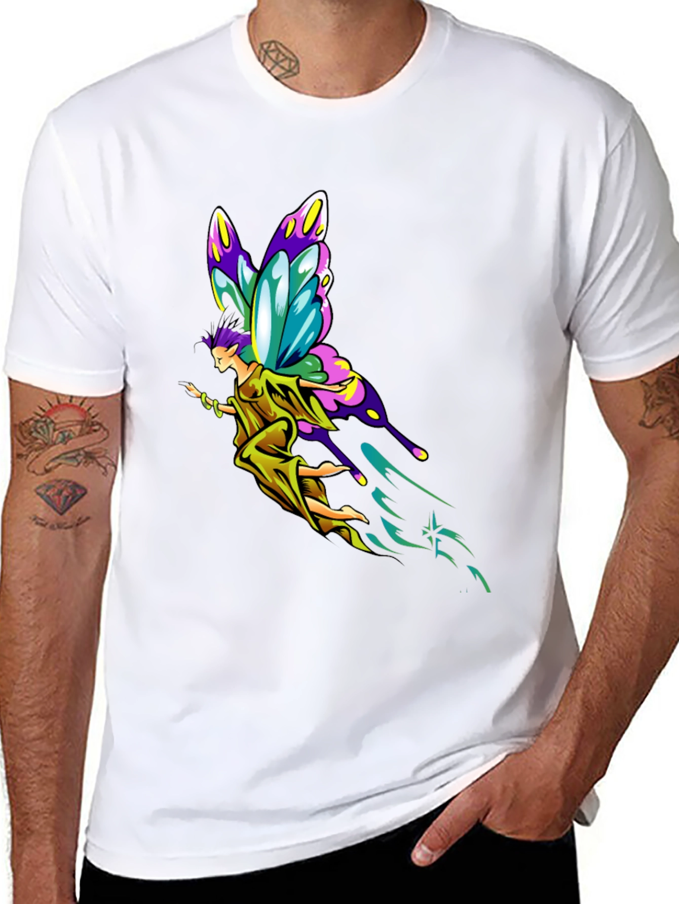 Fantasy Fairy Graphic Tee - Black Cotton Comfort